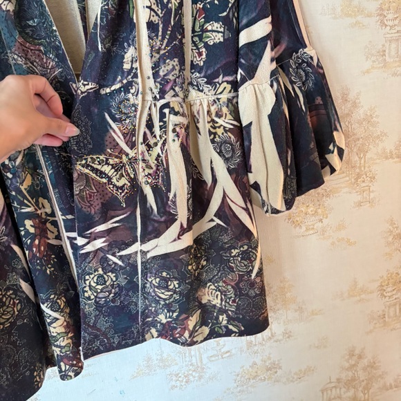 Vintage 90s y2k whimsigoth purple butterfly rhinestone bell sleeve cardigan 2X - Picture 5 of 10